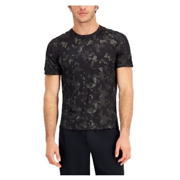 NWT Id Ideology Men's Birdseye Printed Training T-Shirt M Deep Black - Picture 2 of 5